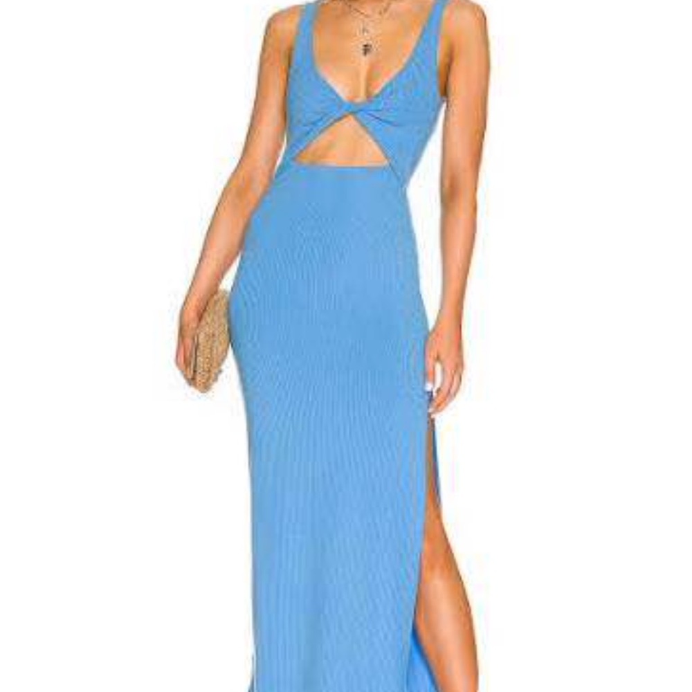 L*Space Revolve Nico Blue Maxi Dress with Side Slit size XS